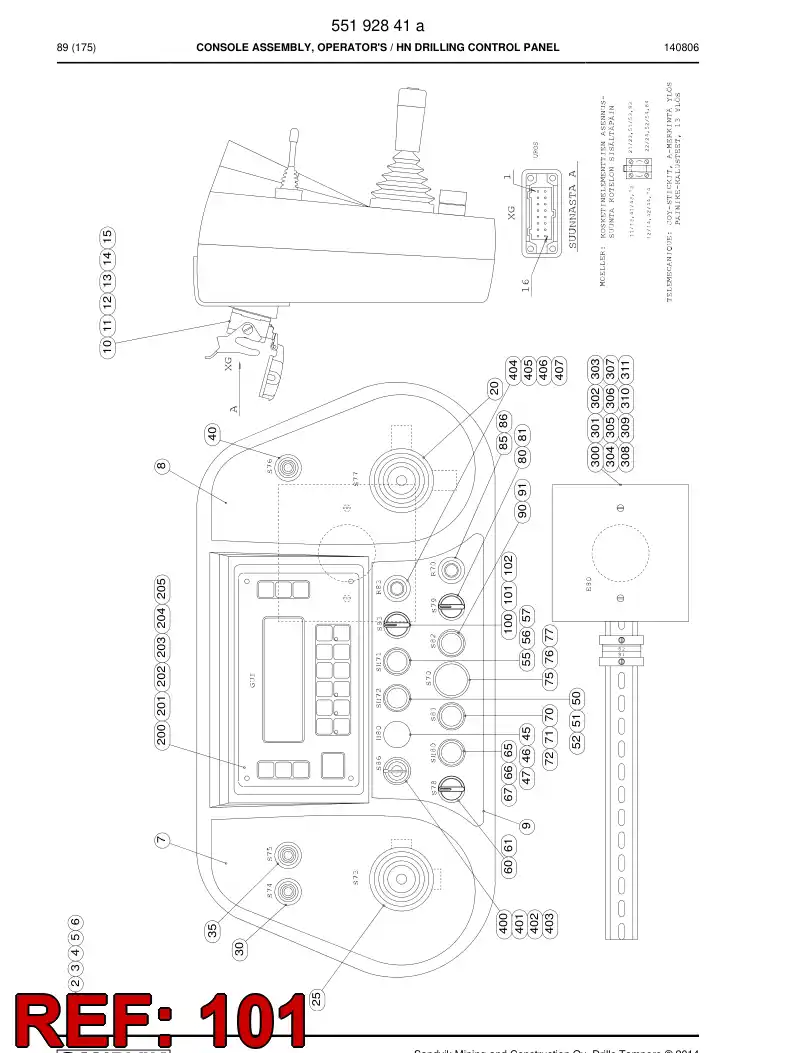 55052305a 550 523 05a Switch, Selector - Sandvik Technical Drawing