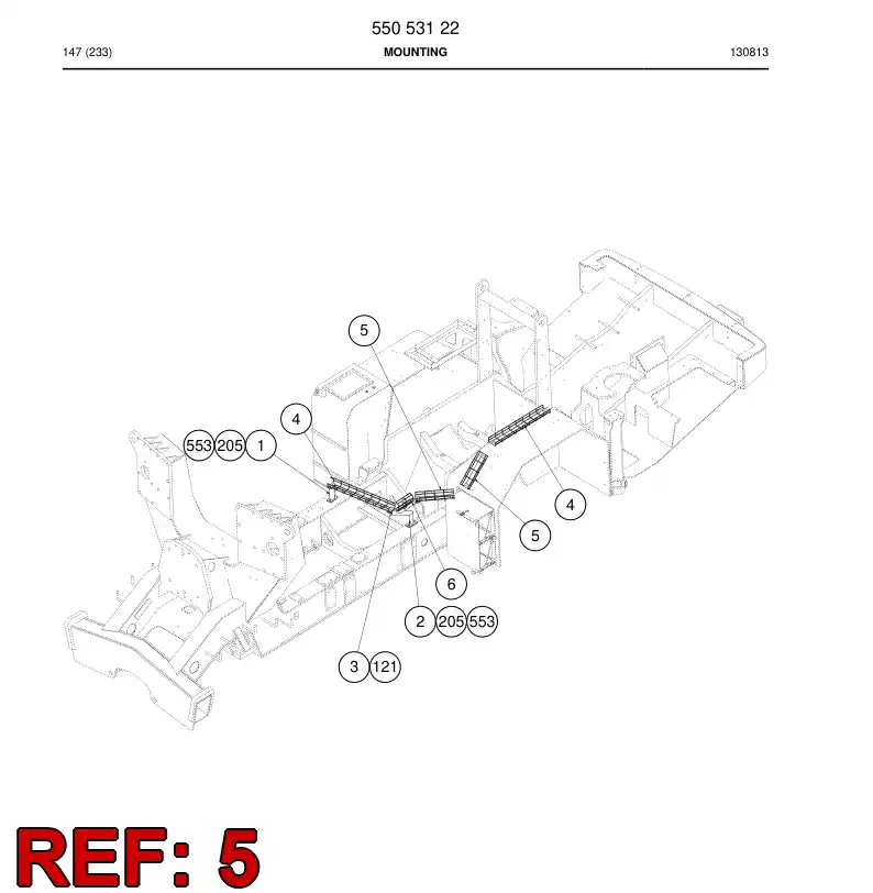 55052337 550 523 37 Rack, Cable - Sandvik Technical Drawing