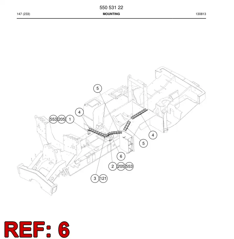 55052338 550 523 38 Rack, Cable - Sandvik Technical Drawing