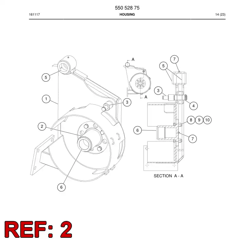 55052860 550 528 60 Housing, Bearing - Sandvik Technical Drawing