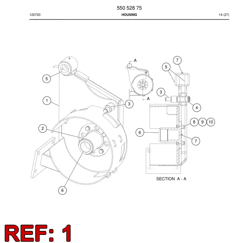 55052867 550 528 67 Front box - Sandvik Technical Drawing