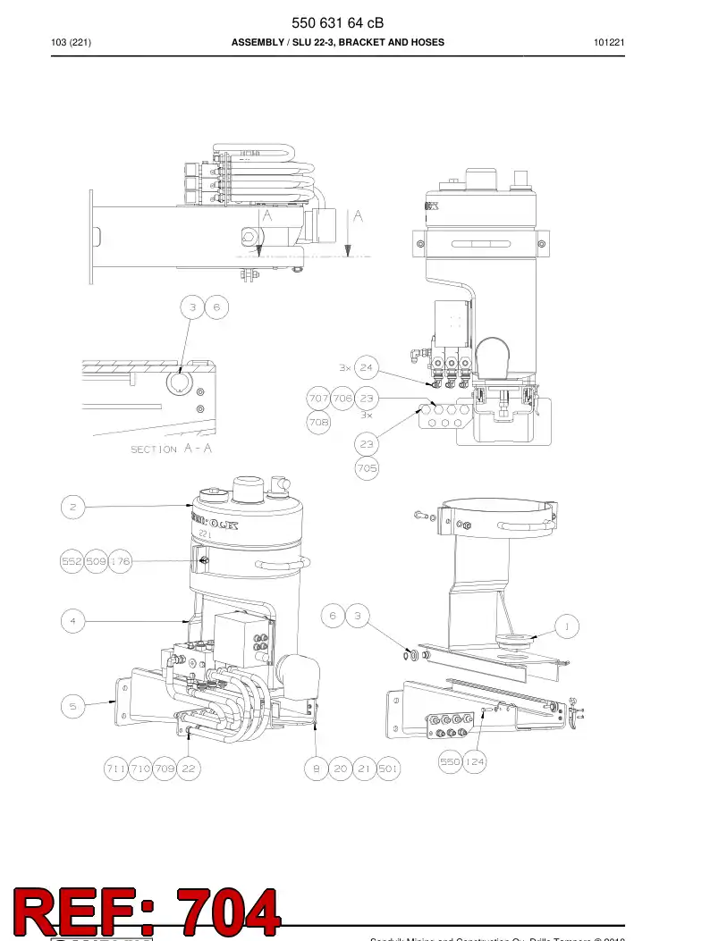 55052918a 550 529 18a Pre-wired plug cable - Sandvik Technical Drawing