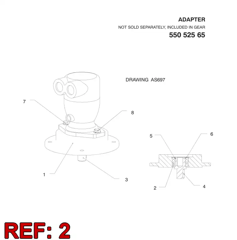 55053002 550 530 02 BEARING - Sandvik Technical Drawing