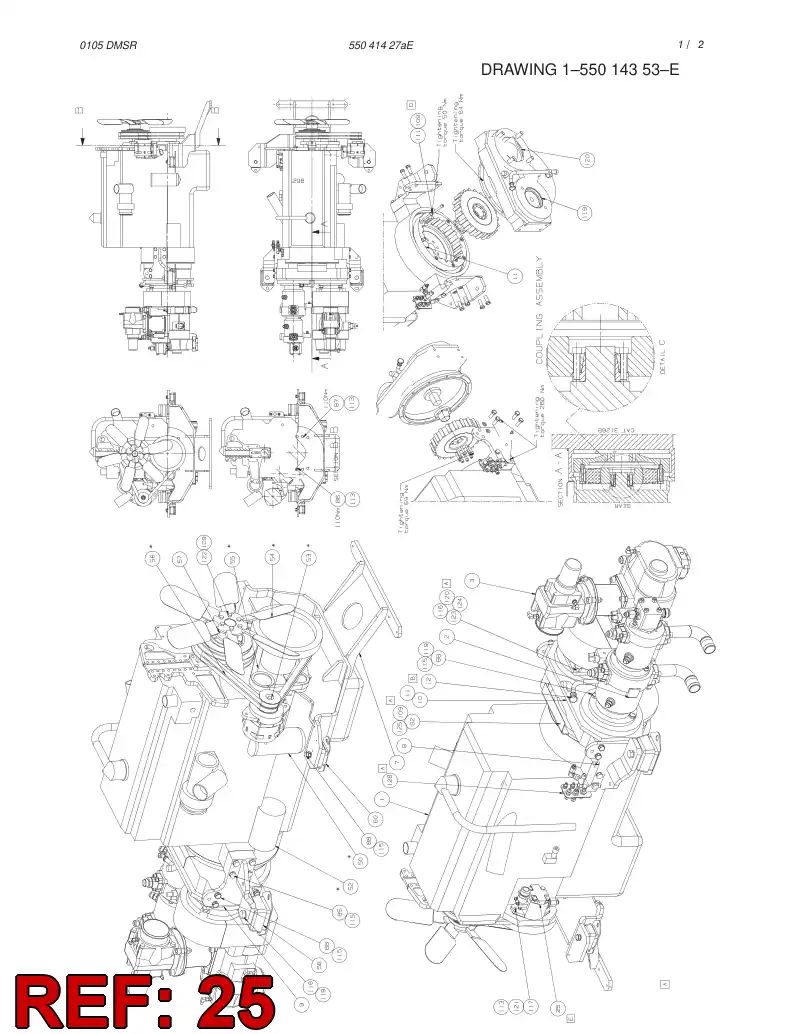 55053168 550 531 68 HYDRAULIC PUMP ASSEMBLY - Sandvik Technical Drawing