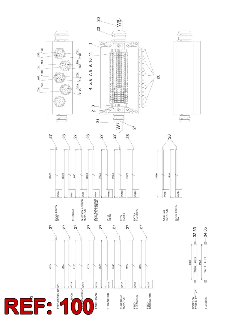 55053427 550 534 27 WIRING INSTRUCTION - Sandvik Technical Drawing