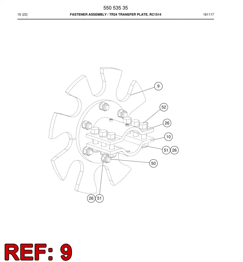 55053538 550 535 38 Plate - Sandvik Technical Drawing