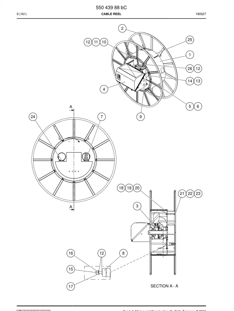 55053569 550 535 69 Entry, Cable - Sandvik Technical Drawing