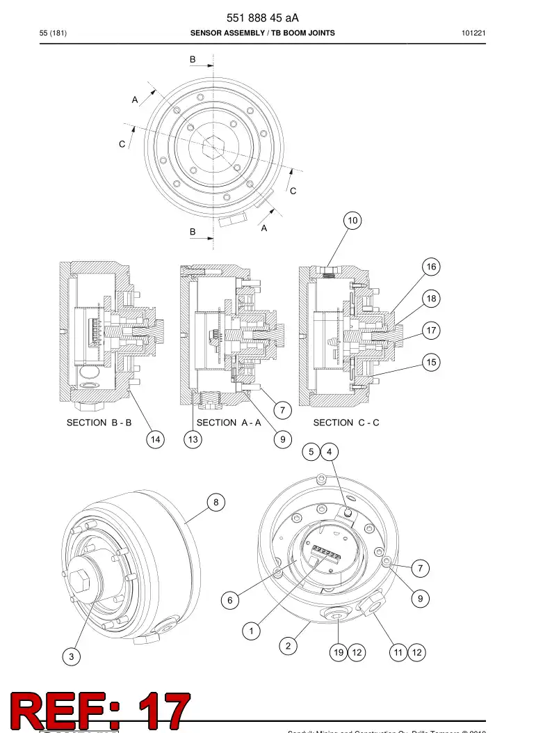 55053816 550 538 16 Hexagon fits bolt - Sandvik Technical Drawing