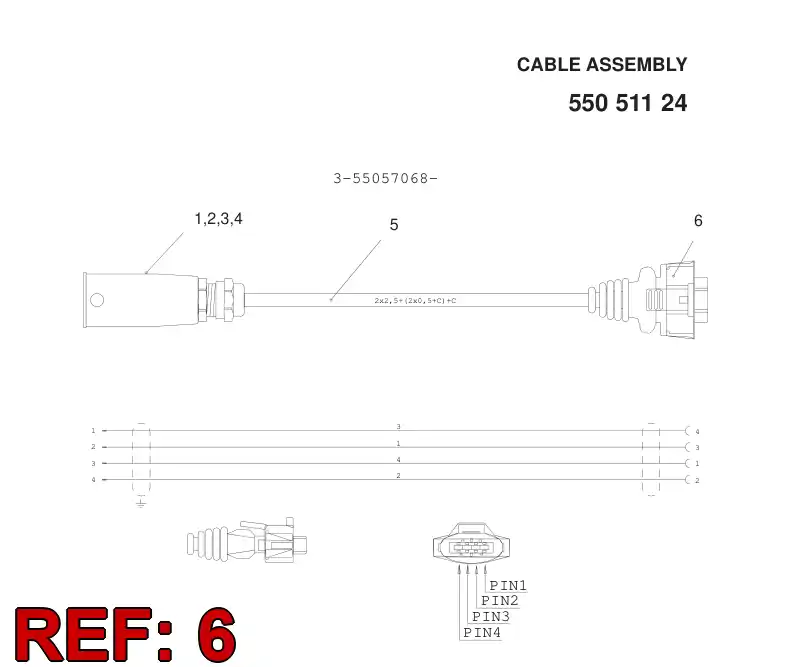 55053844 550 538 44 CONNECTOR - Sandvik Technical Drawing