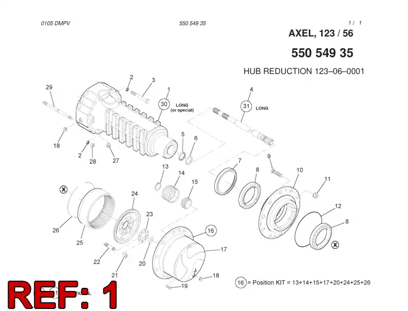 55053871 550 538 71 Housing, Axle - Sandvik Technical Drawing
