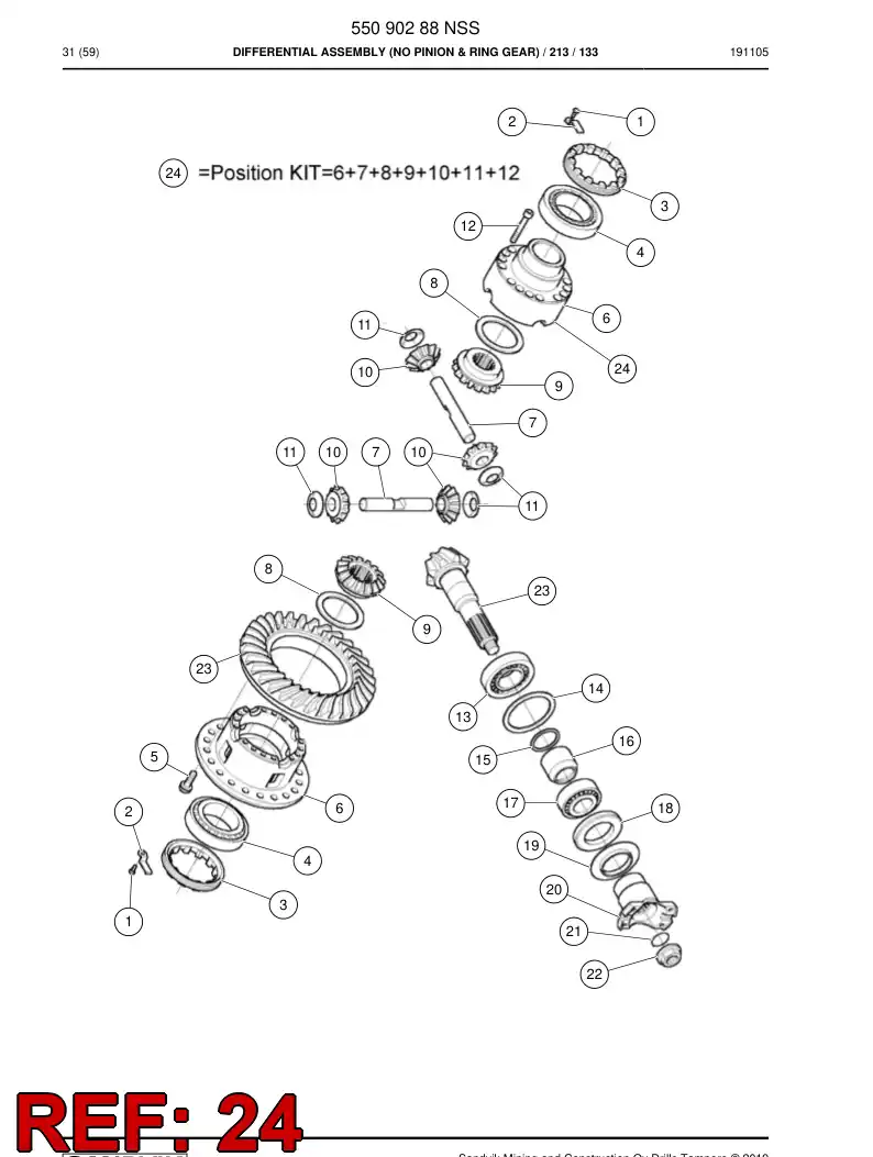 55053917 550 539 17 Differential Assembly (No Pinion & Ring Gear) - Sandvik Technical Drawing