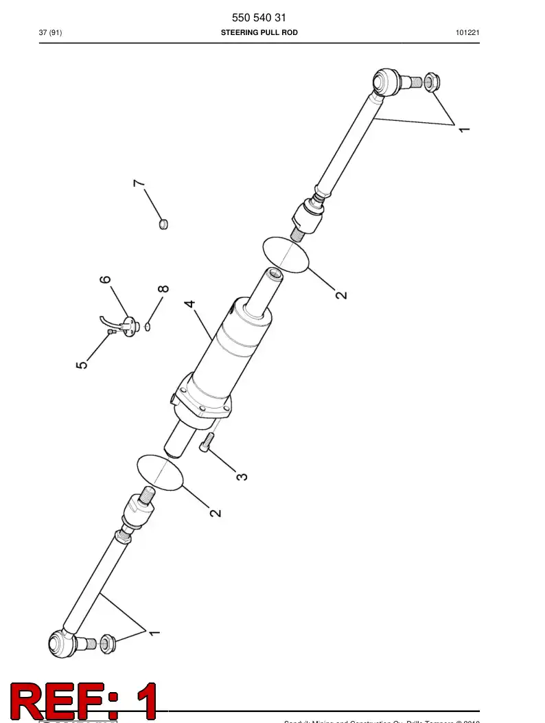 55053990 550 539 90 Tie rod - Sandvik Technical Drawing