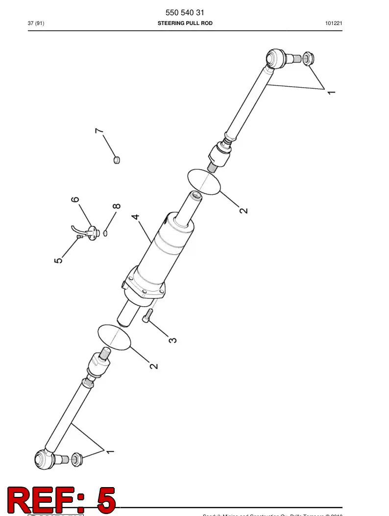 55053995 550 539 95 Bolt - Sandvik Technical Drawing