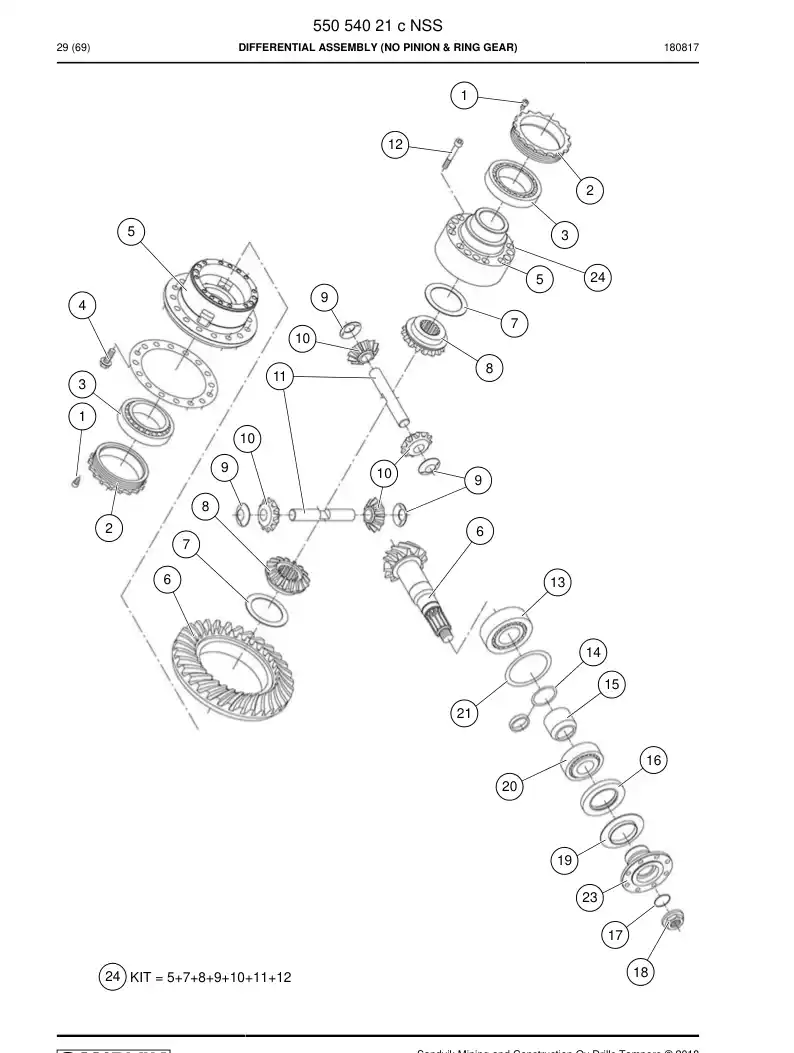 55054021c 550 540 21c ASSEMBLY DO DIFERENCIAL (SEM PINHO E COROA DENTAD - Sandvik Technical Drawing