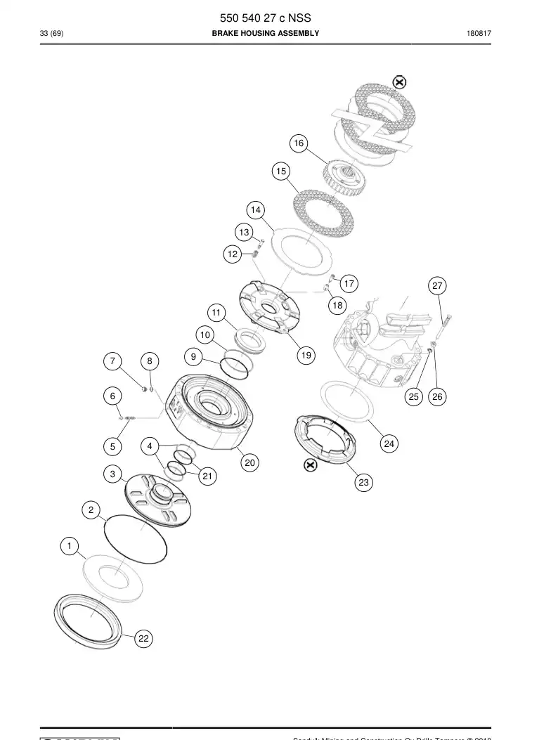 55054027c 550 540 27c BRAKE HOUSING ASSEMBLY - Sandvik Technical Drawing