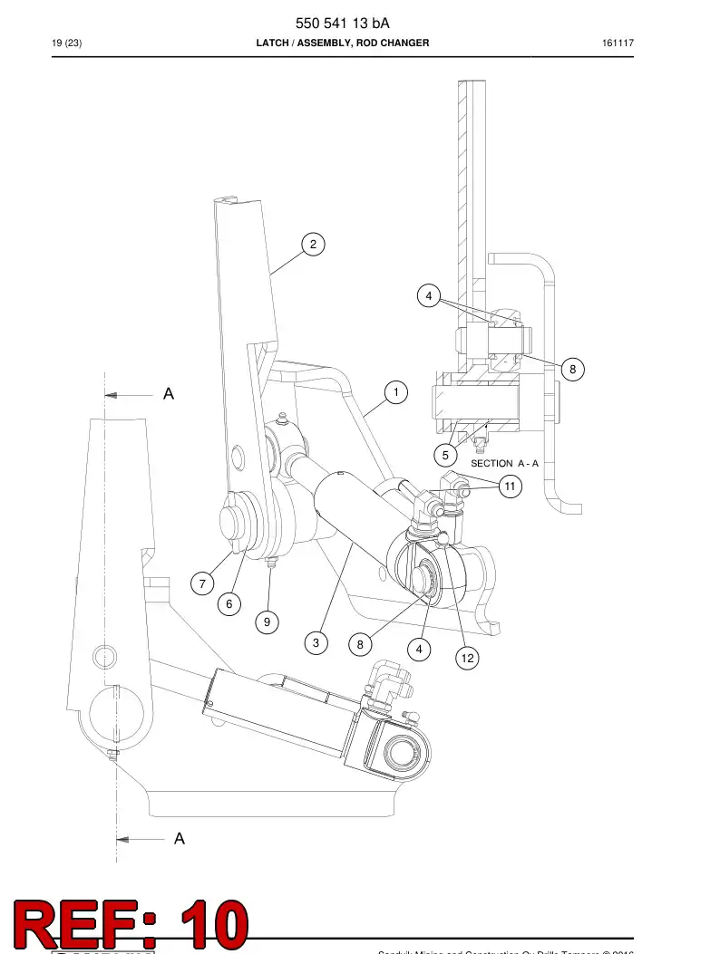 55054108a 550 541 08a Frame - Sandvik Technical Drawing
