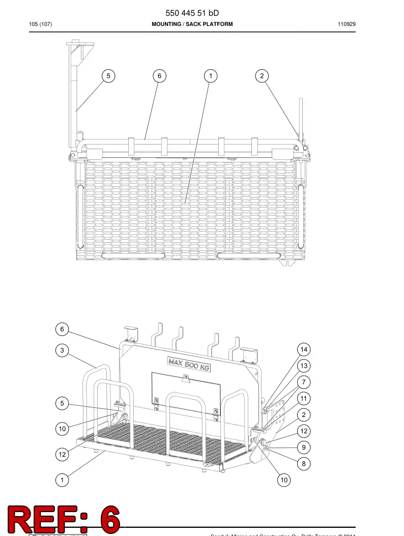 55054171 550 541 71 Railing - Sandvik Technical Drawing