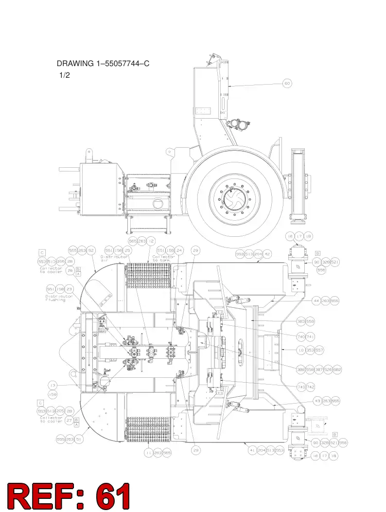 55054177 550 541 77 HOSE SUPPORT - Sandvik Technical Drawing