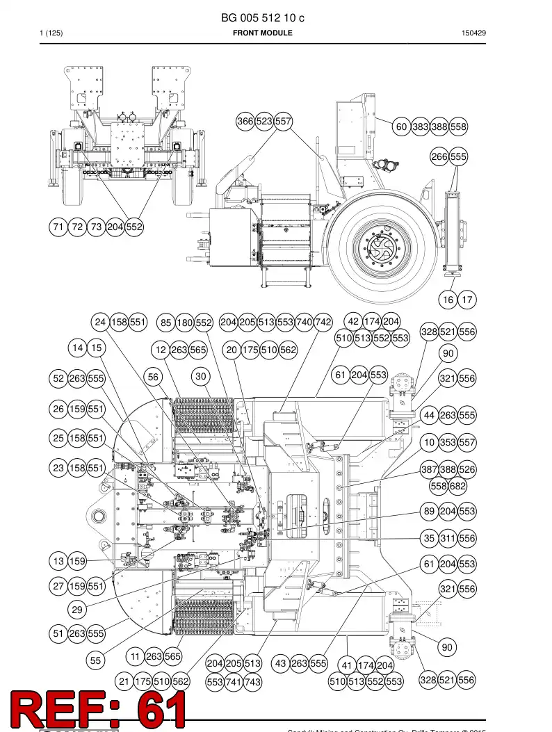 55054177b 550 541 77b Support, Hose - Sandvik Technical Drawing