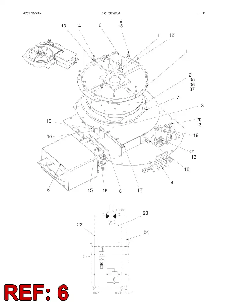 55054245 550 542 45 HYDRAULIC MOTOR ASSEMBLY - Sandvik Technical Drawing
