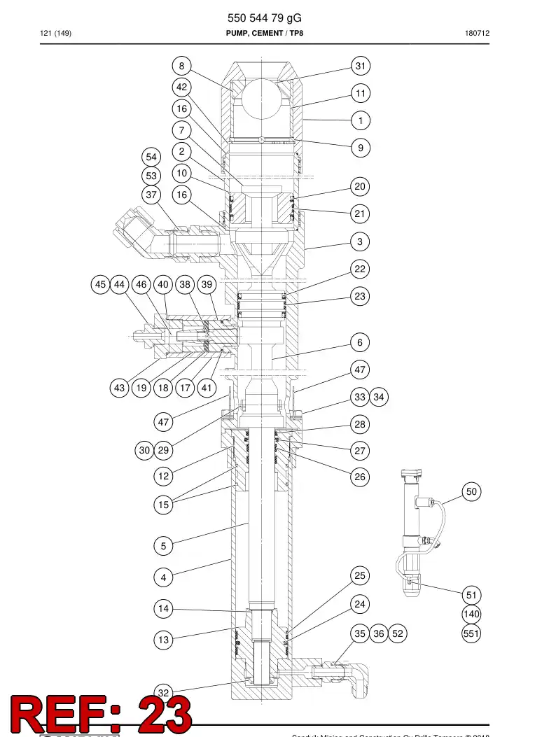 55054261 550 542 61 ROD GUIDE - Sandvik Technical Drawing