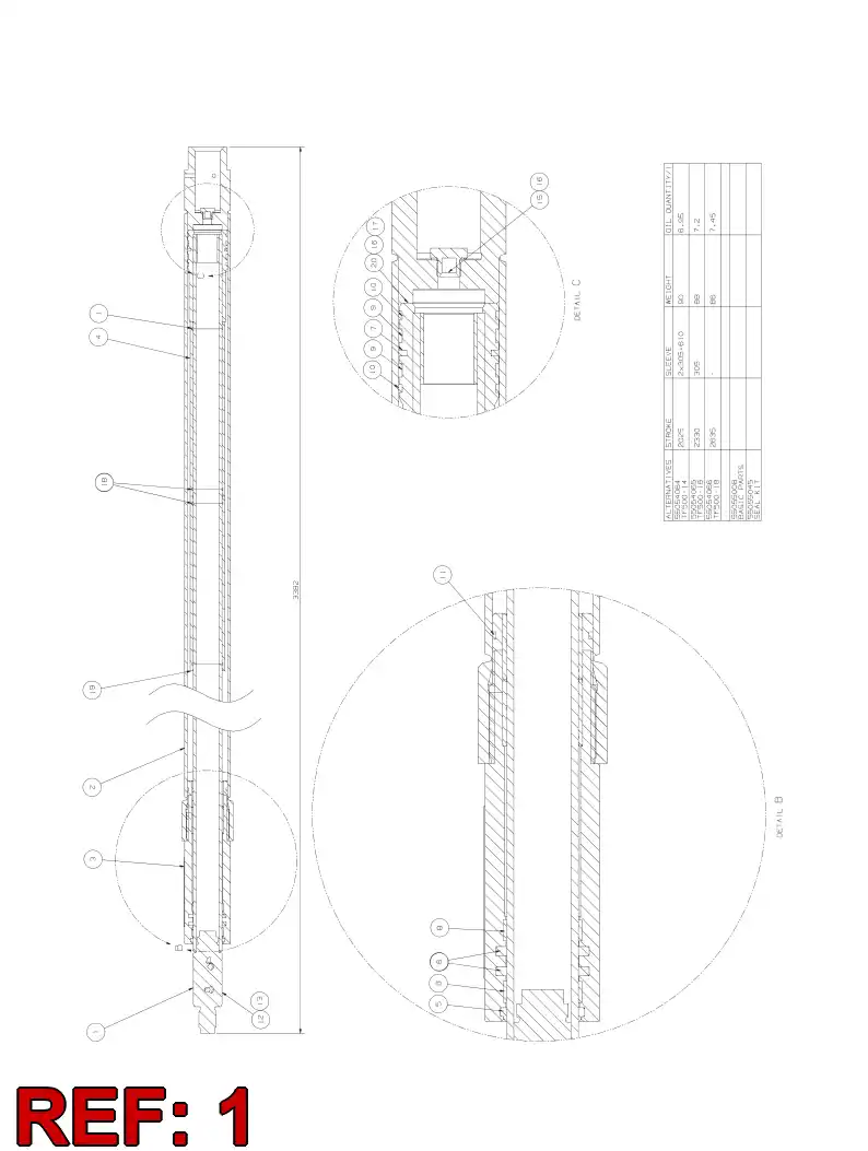 55054264 550 542 64 PISTON And PISTON Rod - Sandvik Technical Drawing