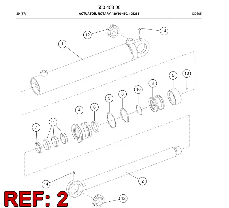 55054291 550 542 91 PISTON ROD D50 - Sandvik Technical Drawing