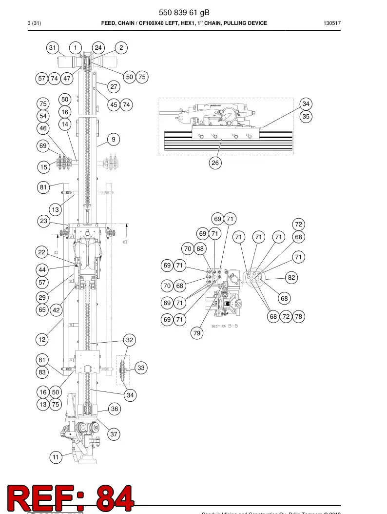55054318a 550 543 18a Mounting piece - Sandvik Technical Drawing