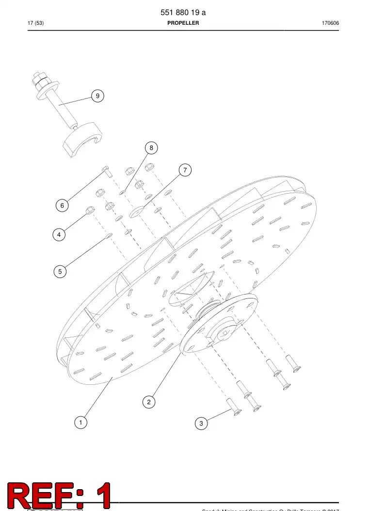 55054387b 550 543 87b Propeller - Sandvik Technical Drawing