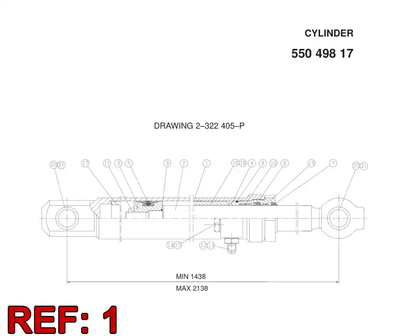 55054445 550 544 45 CYLINDER TUBE - Sandvik Technical Drawing