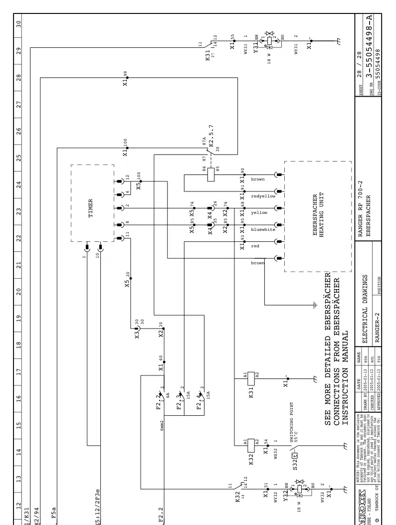 55054498A 550 544 98A ELECTRIC CIRCUIT DIAGRAM+PARTS - Sandvik Technical Drawing