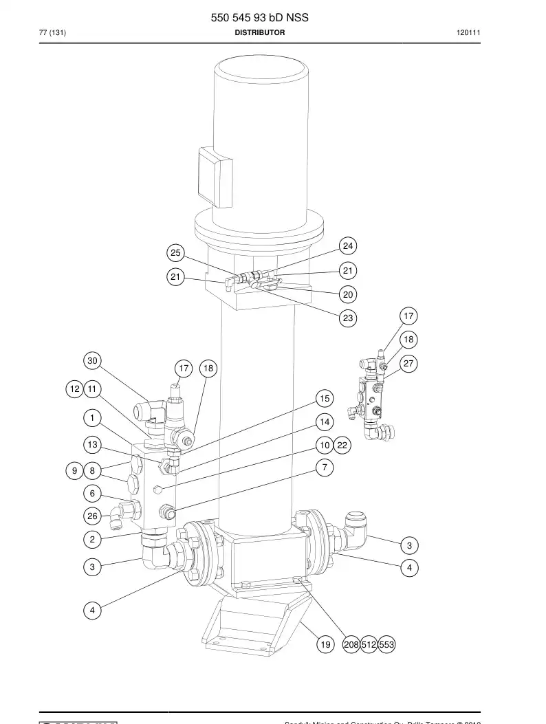 55054593b 550 545 93b DISTRIBUTOR - Sandvik Technical Drawing