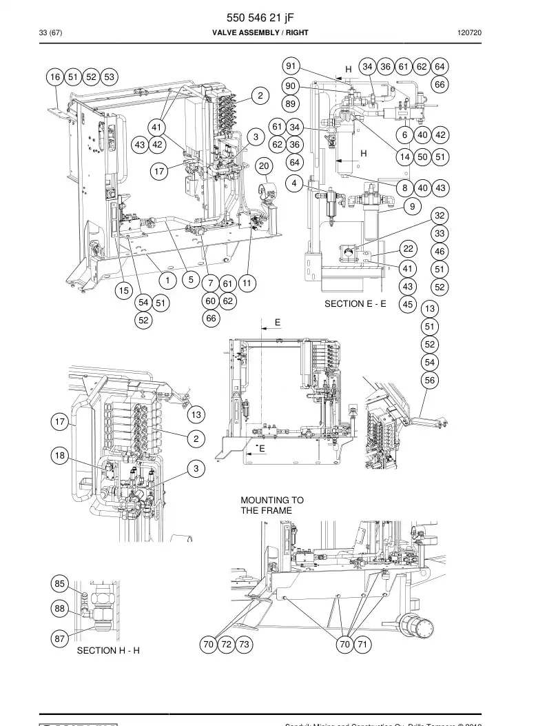 55054621j 550 546 21j VALVE ASSEMBLY - Sandvik Technical Drawing