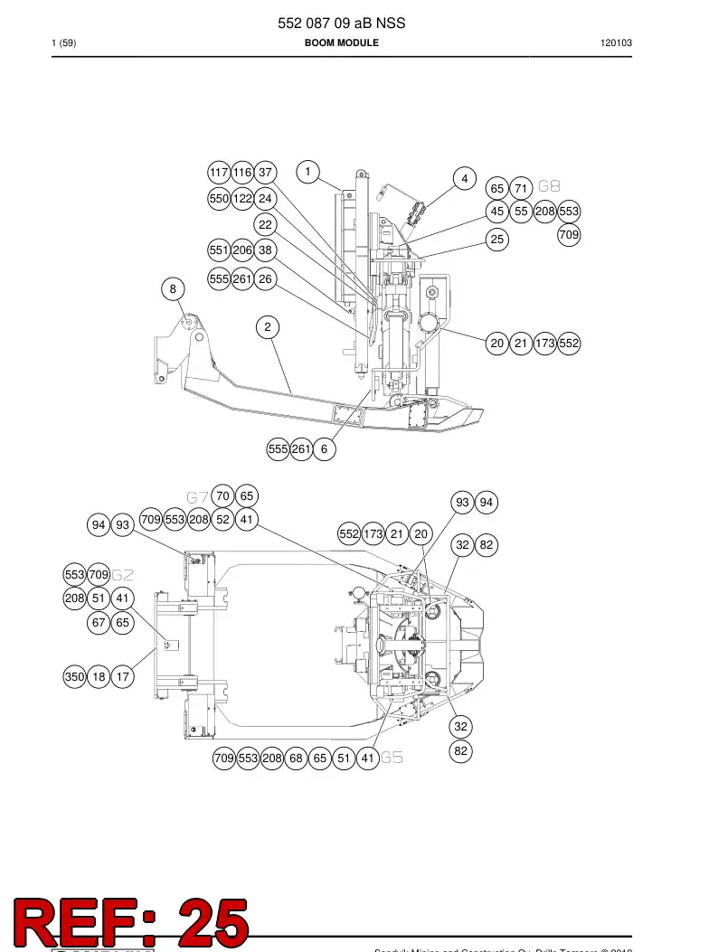 55054734 550 547 34 Hose guide - Sandvik Technical Drawing