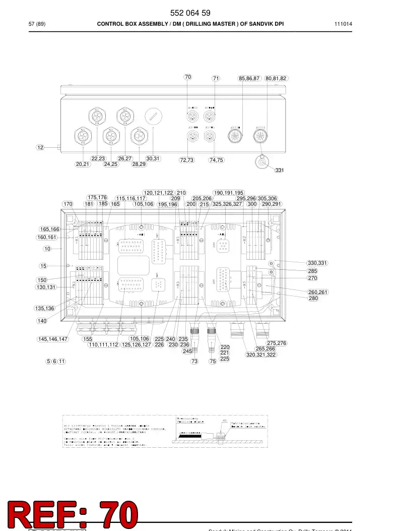 55054819a 550 548 19a Frame connector - Sandvik Technical Drawing
