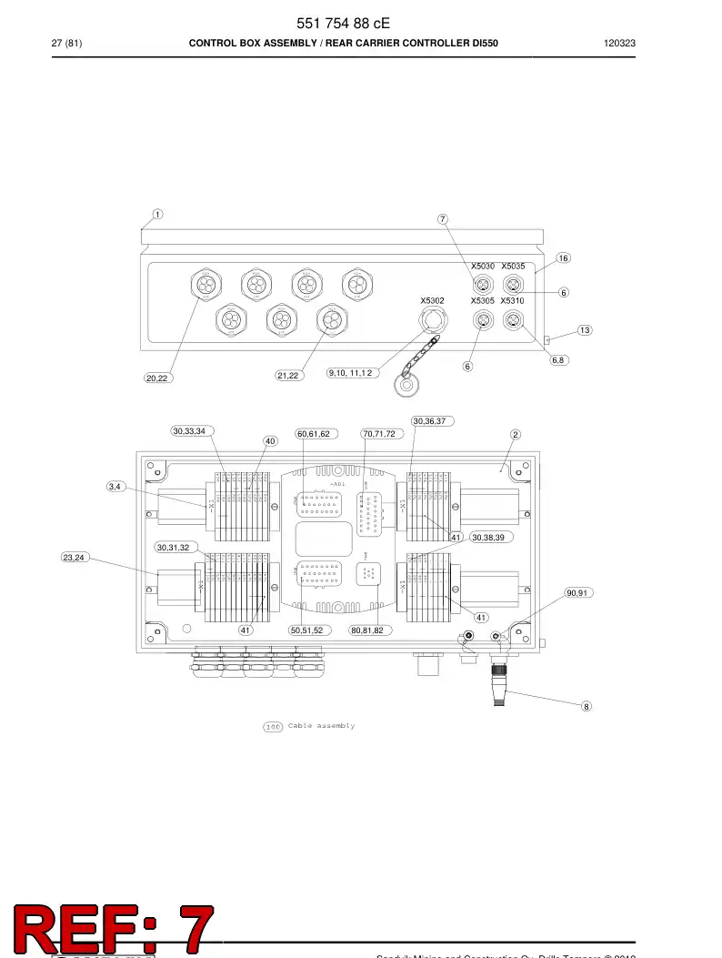 55054819b 550 548 19b Frame connector - Sandvik Technical Drawing