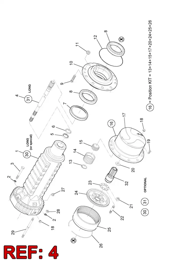 55054908 550 549 08 HALF SHAFT - Sandvik Technical Drawing