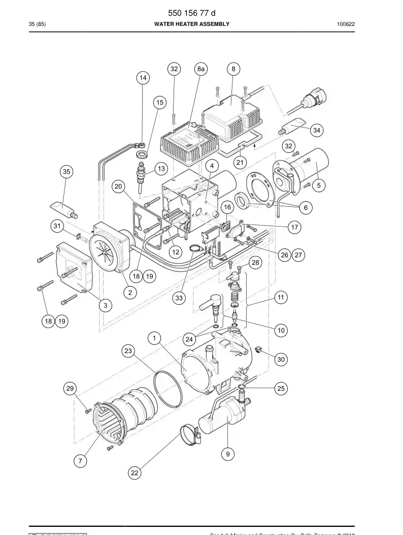 55054912a 550 549 12a Water pump - Sandvik Technical Drawing