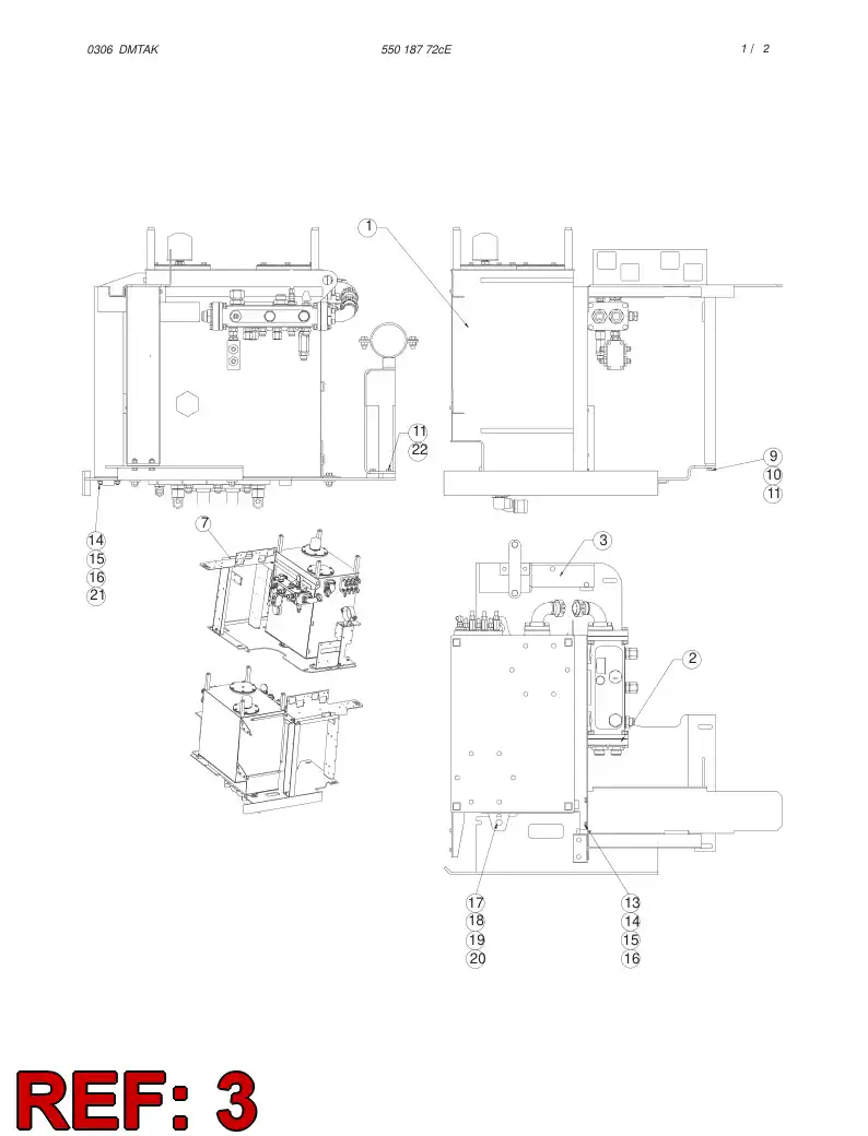 55055015 550 550 15 SUPPORTING BLOCK ASSEMBLY - Sandvik Technical Drawing