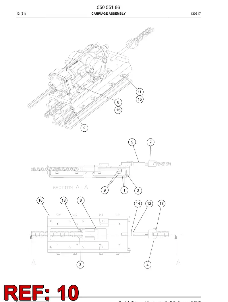 55055033 550 550 33 Carriage - Sandvik Technical Drawing