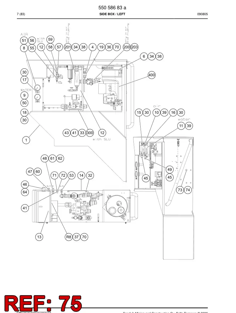 55055238 550 552 38 Pipe assembly - Sandvik Technical Drawing