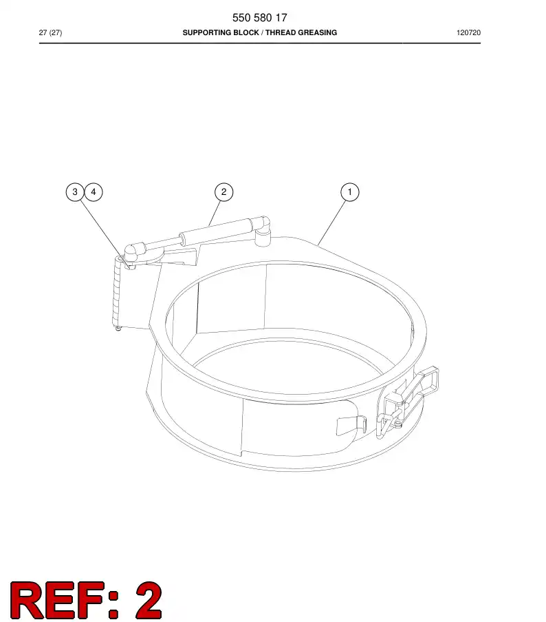 55055271a 550 552 71a Gas spring - Sandvik Technical Drawing