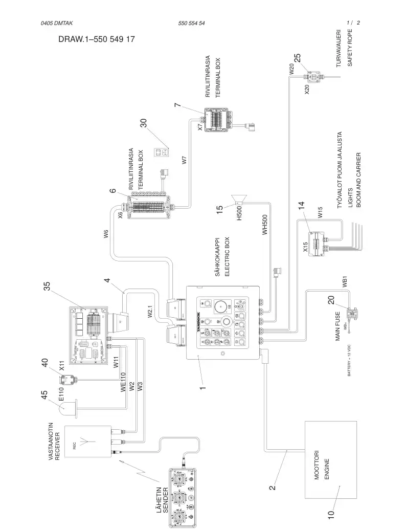55055454 550 554 54 ELECTRICAL ASSEMBLY - Sandvik Technical Drawing