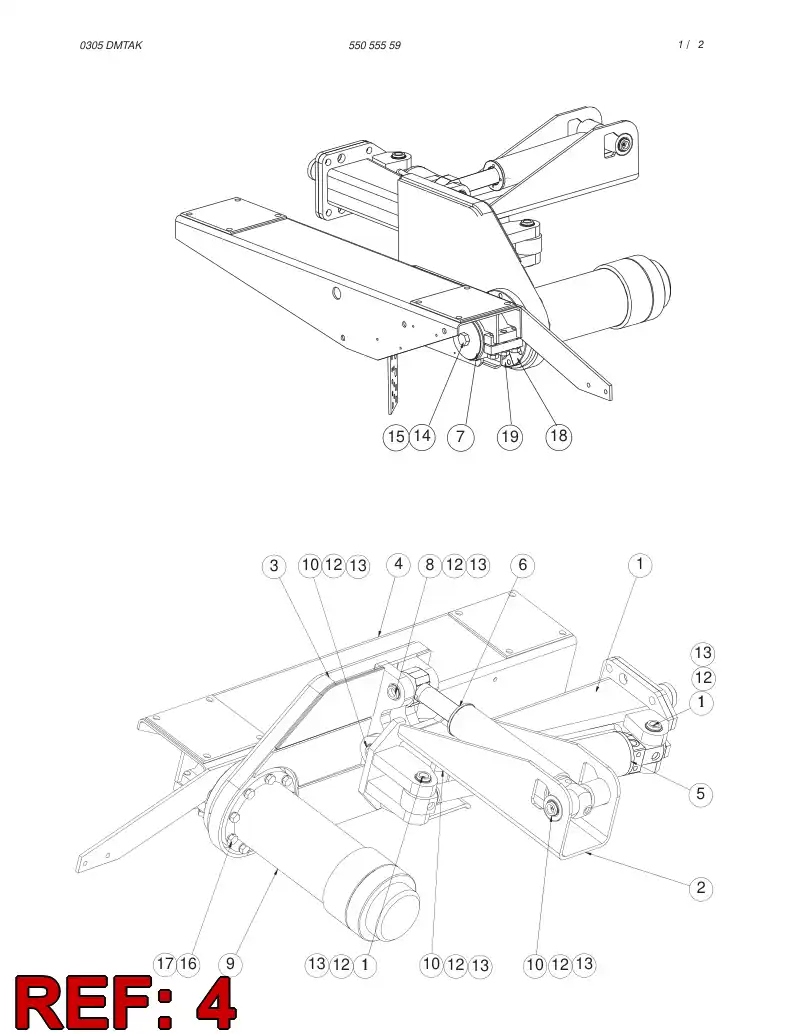 55055512 550 555 12 CRADLE ASSEMBLY - Sandvik Technical Drawing