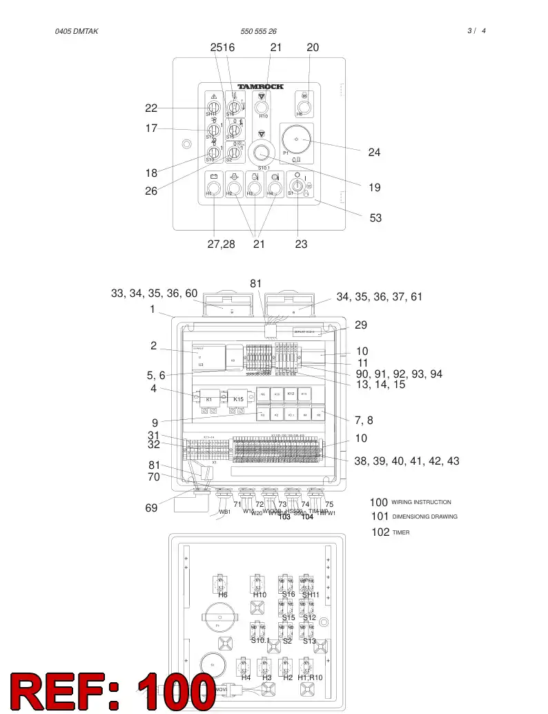 55055538 550 555 38 WIRING INSTRUCTION - Sandvik Technical Drawing