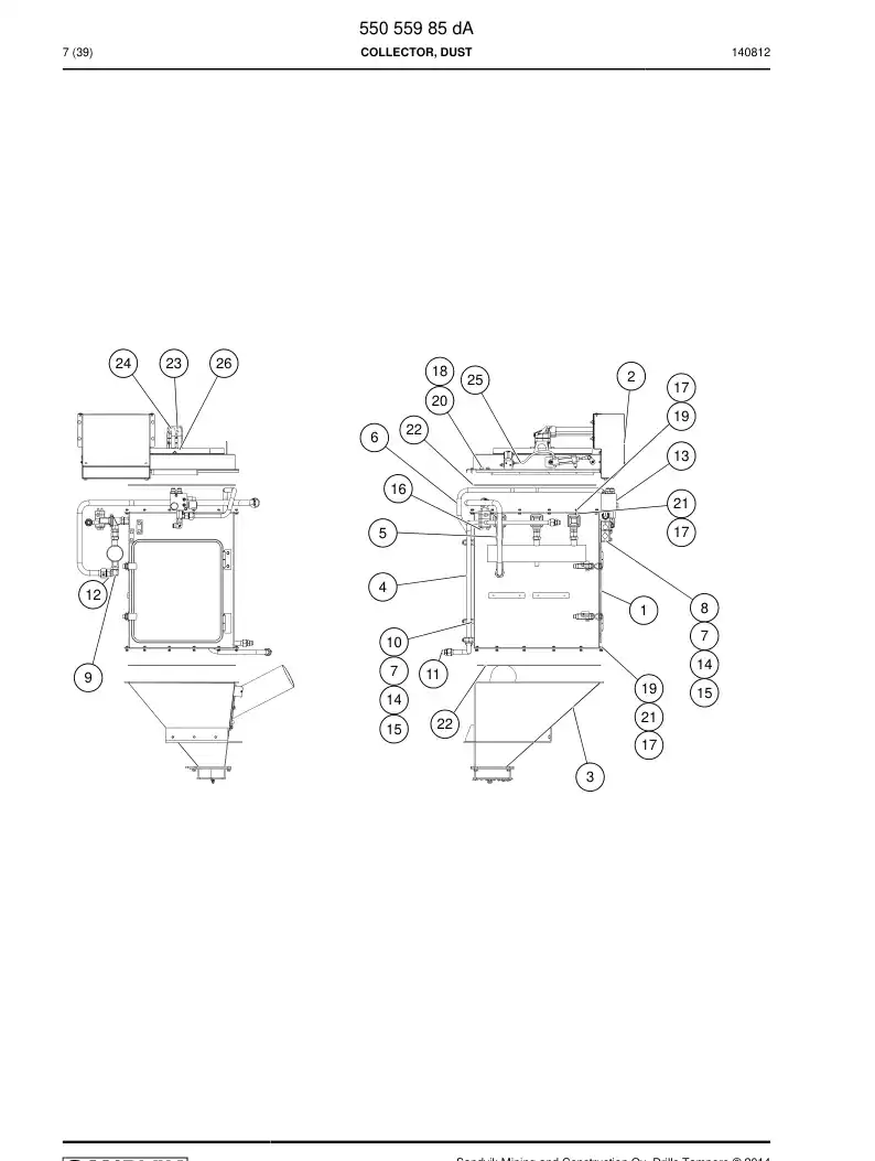 55055985d 550 559 85d Collector, Dust - Sandvik Technical Drawing
