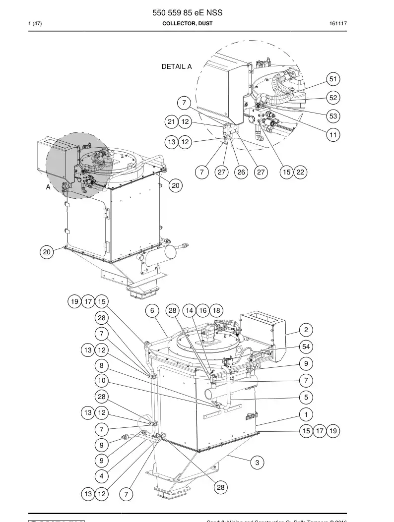 55055985e 550 559 85e Collector, Dust - Sandvik Technical Drawing