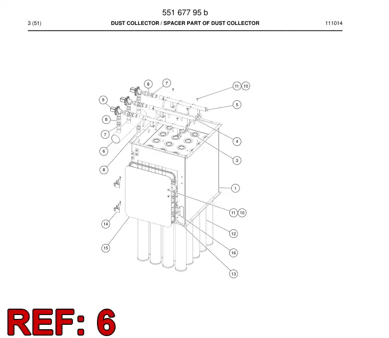 55056022 550 560 22 Air receiver assembly - Sandvik Technical Drawing