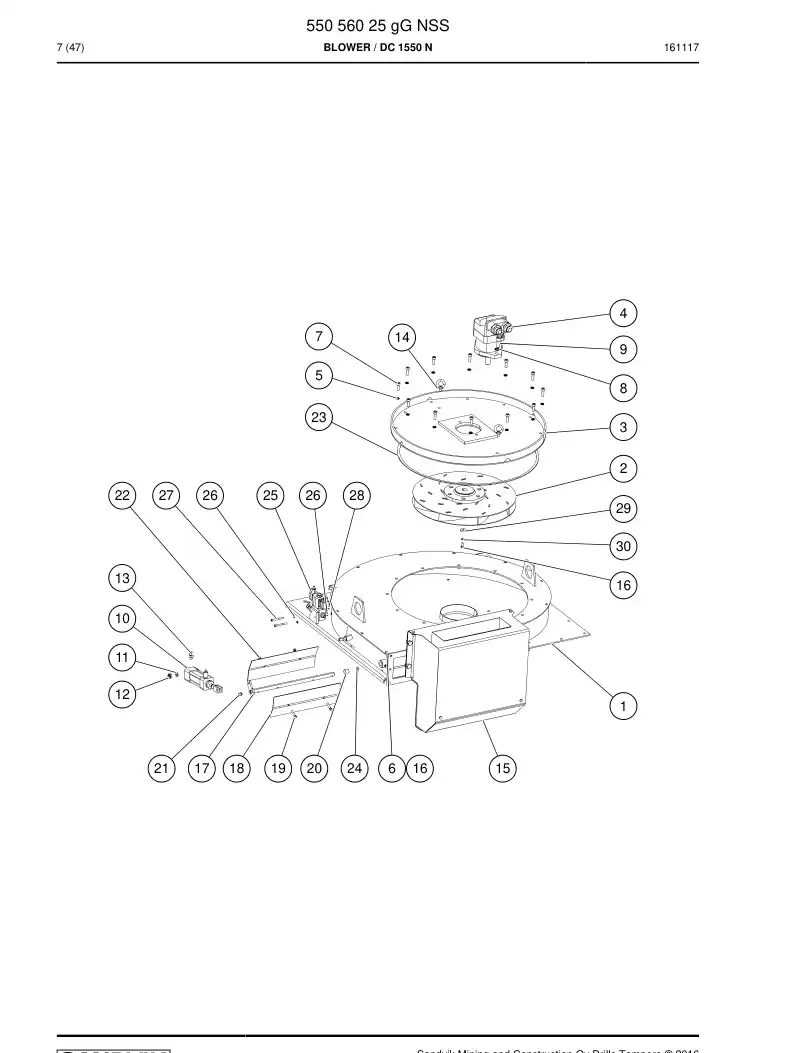 55056025g 550 560 25g Blower - Sandvik Technical Drawing