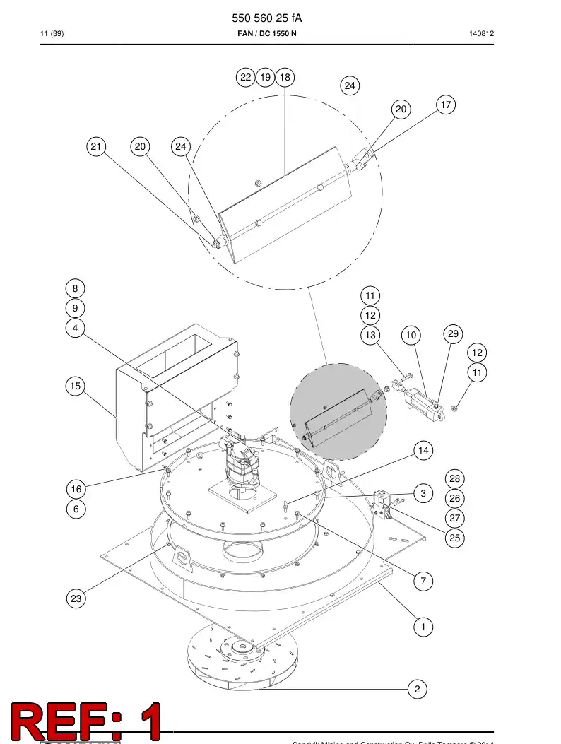 55056026 550 560 26 Shroud, Fan - Sandvik Technical Drawing